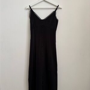 Francesca's Collections Black Lace-Trim Maxi Dress